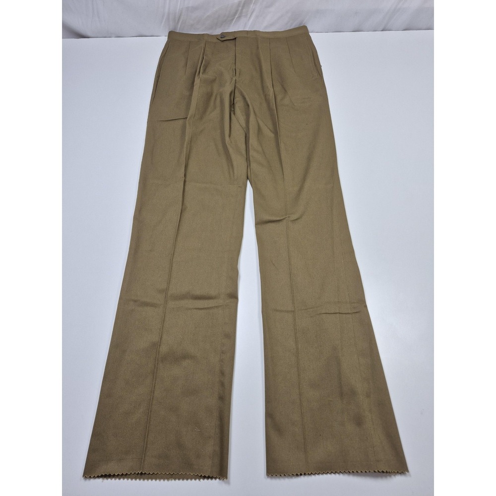 VTG Sansabelt Dress Pants Mens 35x36 Brown Pleated Straight Elastic Waist NWT
